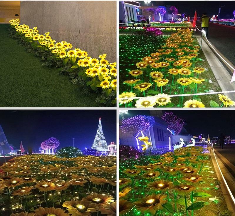 2pack/box Garden Light Sunflower Garden Decorative Outdoor Light Waterproof Ground Solar Light for Home