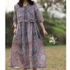 Woman Spring V-Neck Half Sleeve Casual Vintage Dress Chinese Style Casual Retro Dress