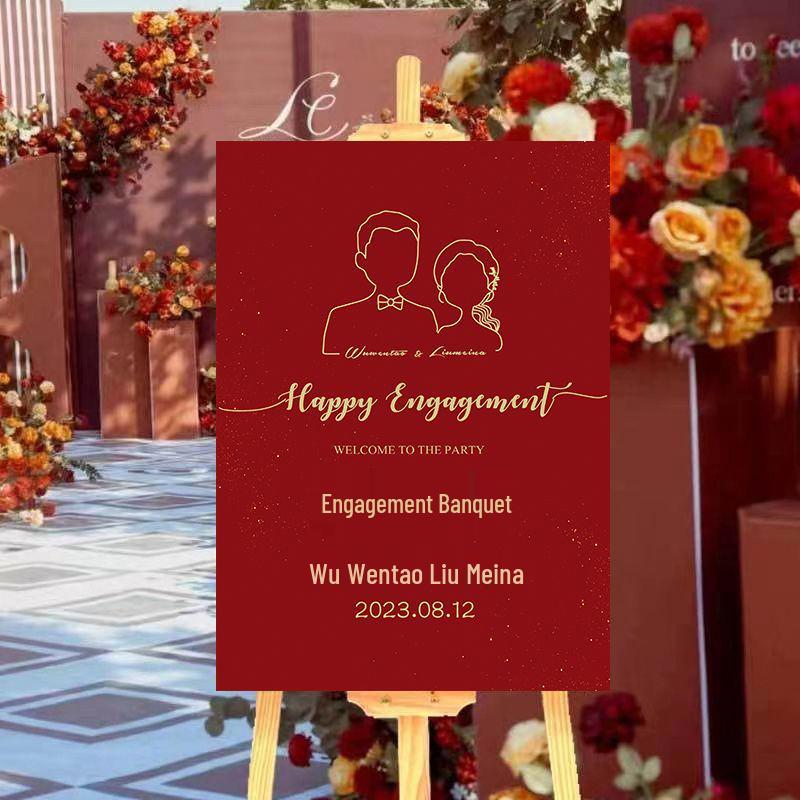 Индивидуальная свадебная церемония Приветственный знак: Направленный декор для помолвки с водным фоном