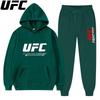 Спортивный костюм с худи и джоггерами Fight-mark для мужчин, смелый принт с буквой Combat на груди, matching sport text на штанах, толстый флисовый комплект для тренировок по боксу на открытом воздухе