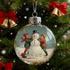 Clear Ball Ornaments Vintage Snow Village House/Christmas Tree/Snowman Hanging Ball Ornaments for Farmhouse Xmas Tree Holiday Wedding Home Decor