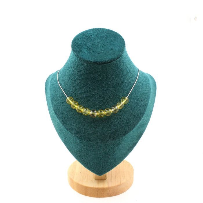 Stones and Minerals. Necklace with 10 Citrine Beads 8 Mm. Stainless Steel Chain Necklace Women Men. Customizable Size.