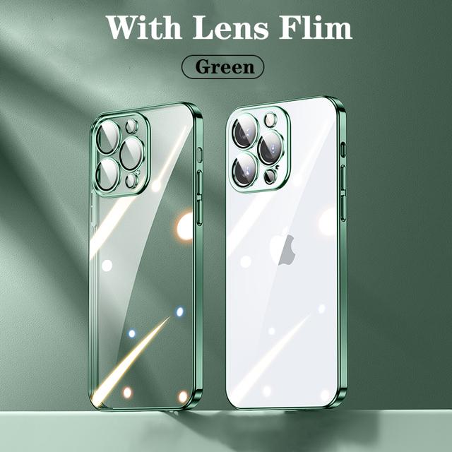 Ультратонкий прозрачный чехол с официальным покрытием для Iphone 14 13 12 11 Pro Max Mini Xs X Xr 7 8 Plus, защитное стекло для камеры Hd, Flim Cover