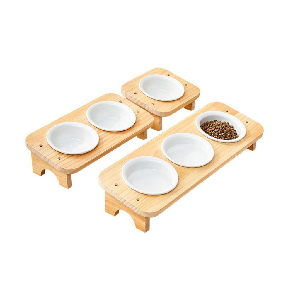 Съемная приподнятая кормушка для домашних животных с деревянной подставкой, приподнятая миска для кормления кошек, товары для домашних животных