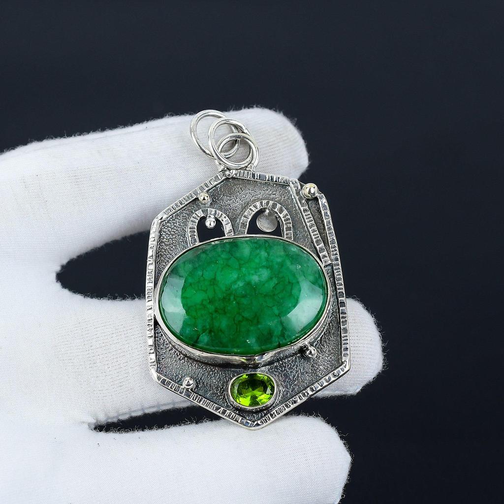 Изумруд, драгоценный камень кулон перидот, изумруд драгоценный камень ручной работы из стерлингового серебра 925 пробы изумруд кулон для женщин кулон для подарков