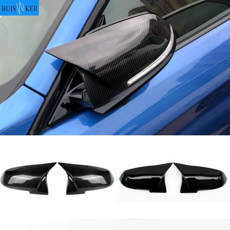 2pcs Auto Car Rear View Side Mirror Cover Trim For BMW F20 F21 F22 F23 F30 F31 F32 F36 X1 E84 F87 M2 Carbon Fiber