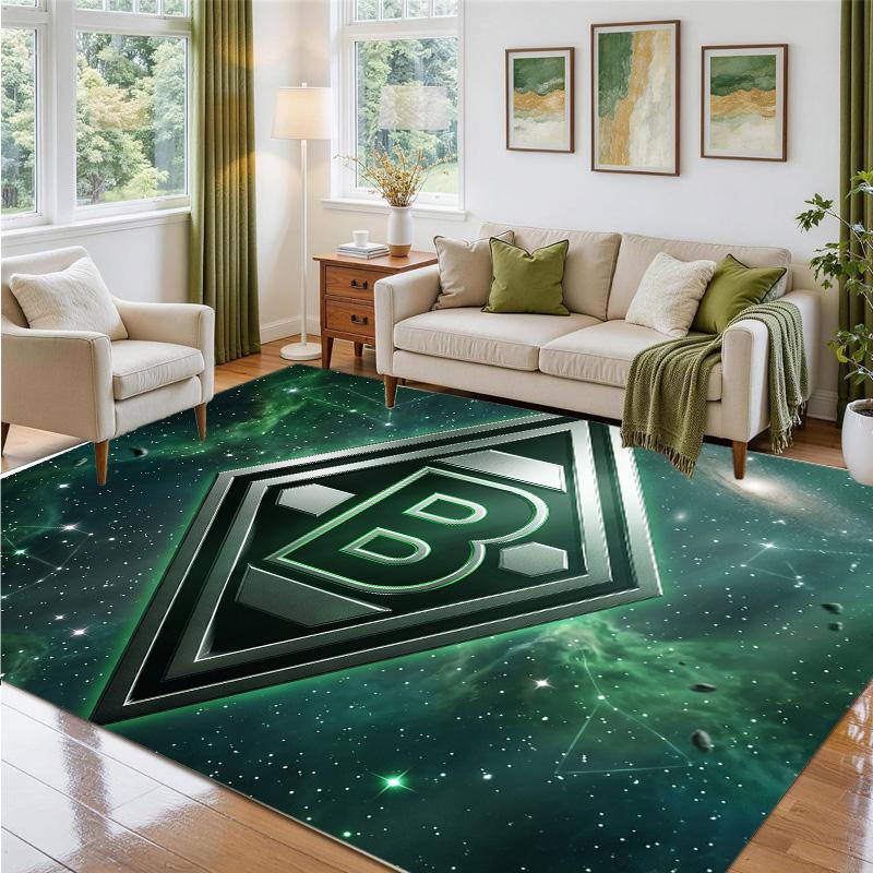 Borussia Mönchengladbach Design Crystal Velvet Rug Soft Decorative Mat for Bedroom Entrance