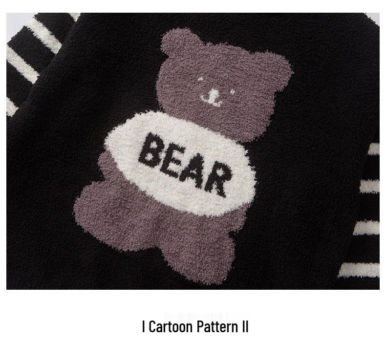 Полосатый мультяшный пижамный комплект для мальчиков на осень/зиму: Мягкий, Плотный и Пушистый Двухпредметный