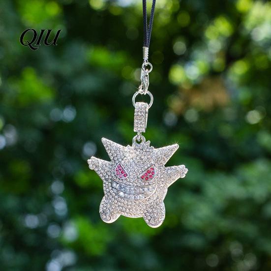 Holiday Gift for Car Lovers Bling Accessories, Cute Rhinestone Devil Rear View Mirror Alloy Hanging Pendant Charm, Halloween Auto Interior Vehicle