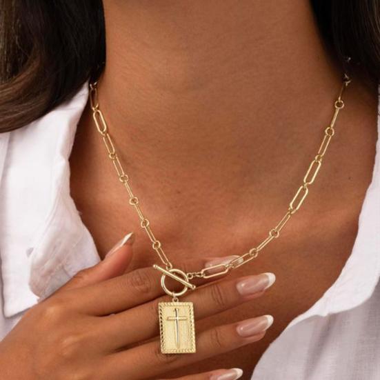 Ожерелье с крестиком, цепочка «панцирь», модное изящное ожерелье с подвеской
