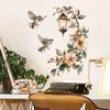 Colorful Flower Pendant Lamp Bird Wall Sticker For Bedroom Living Room Entrance Home Background Decoration Self-adhesive 29*22CM