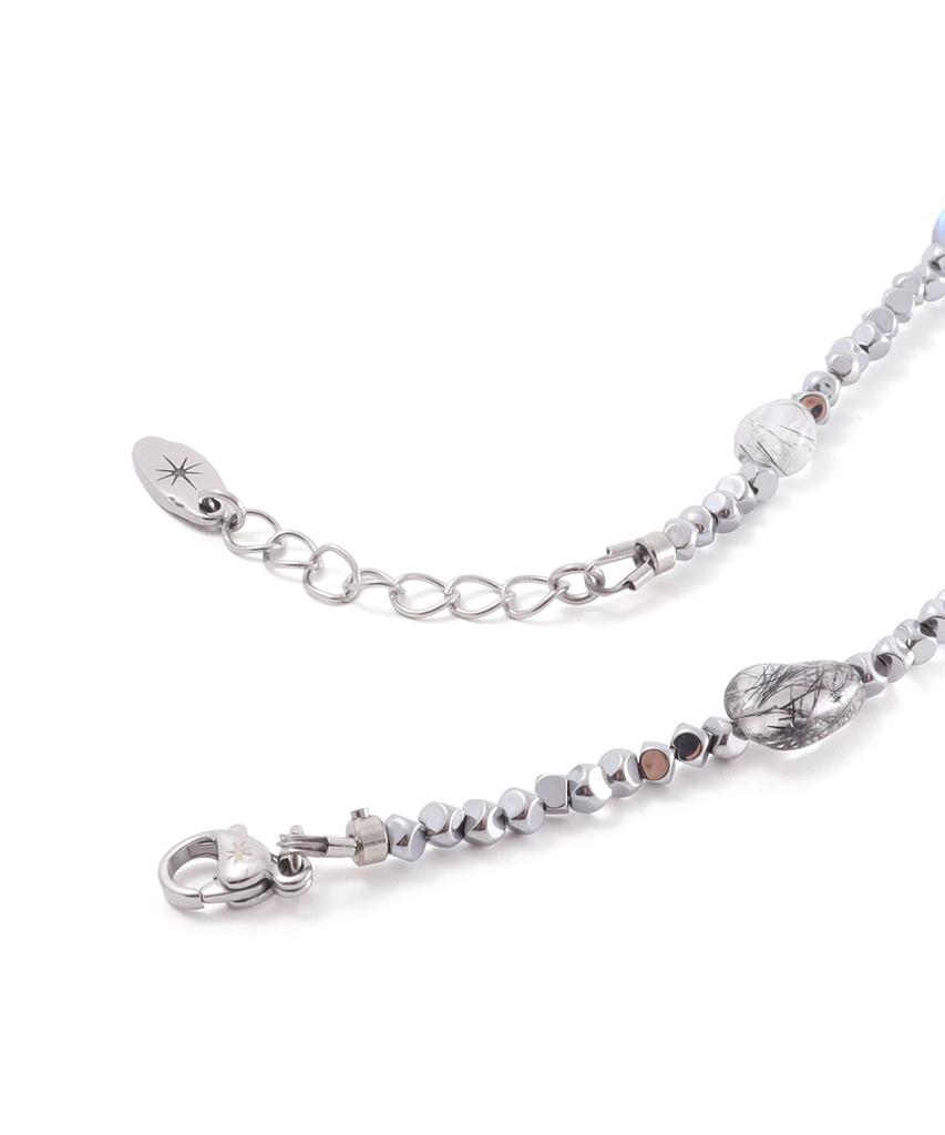 Колье Polalita Lunar Blue Glow & White Stone Mix (Plt-Nl-078_Sv)