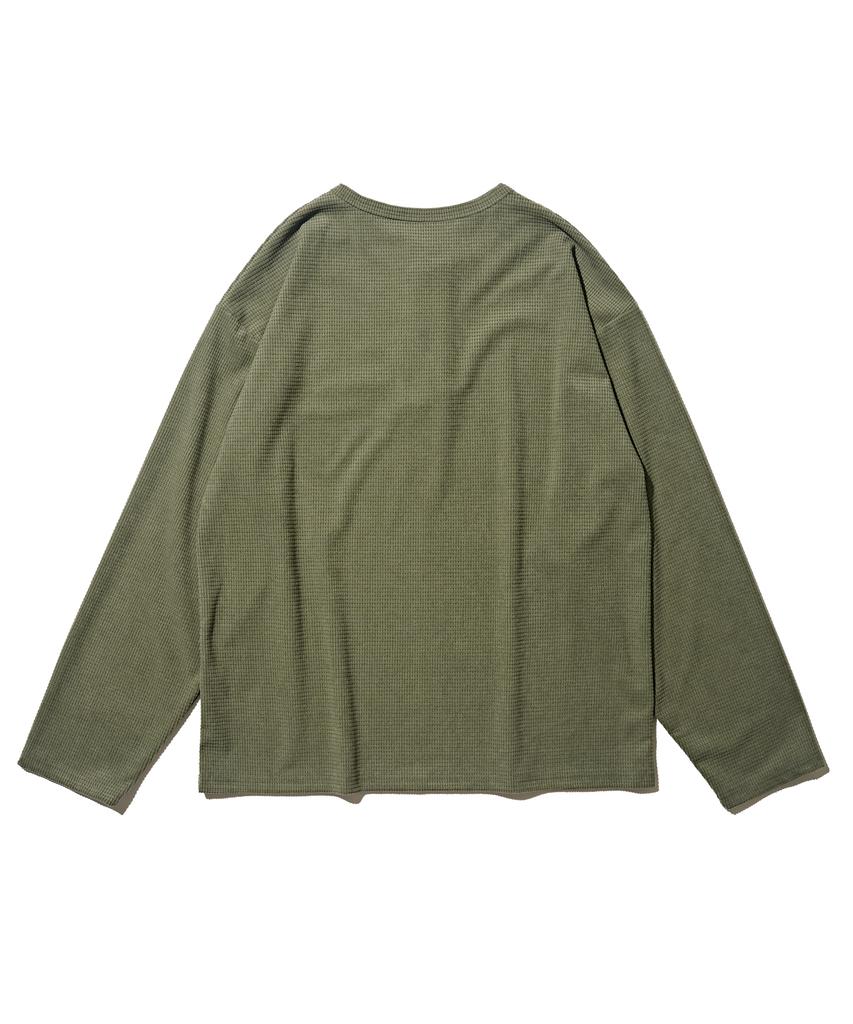 OTHERFITS Vintage Henley Neck Long Sleeve Tee (Khaki)