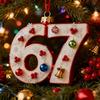 67 Christmas Ornament 2D Flat Funny Six Seven Meme Christmas Decoration Gifts for Teens Adults Humor Lovers