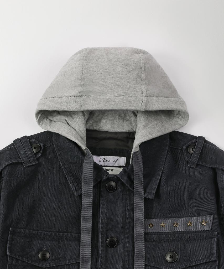 BLUESUNFLOWER Vintage Washed Hooded Jacket_Ch