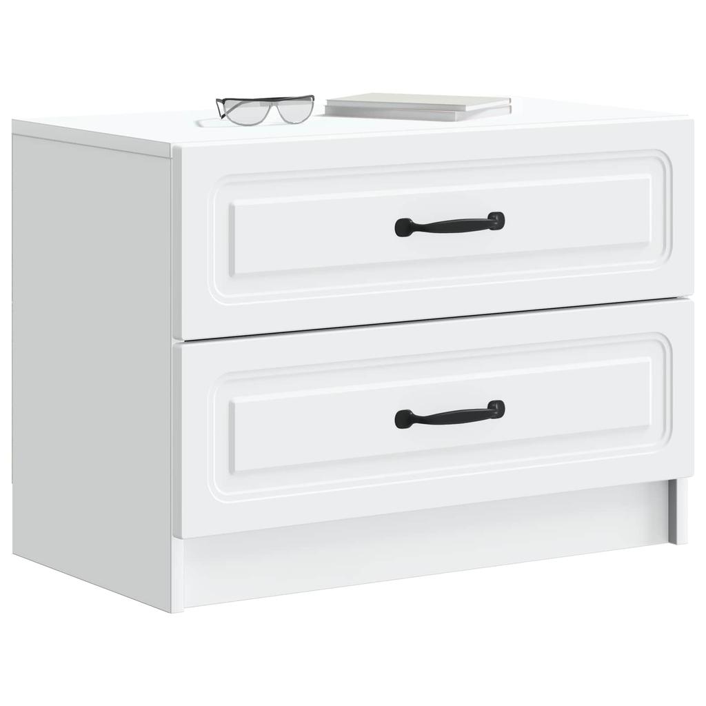 White Nightstand 62 x 34.5 x 44.5 cm Engineered Wood