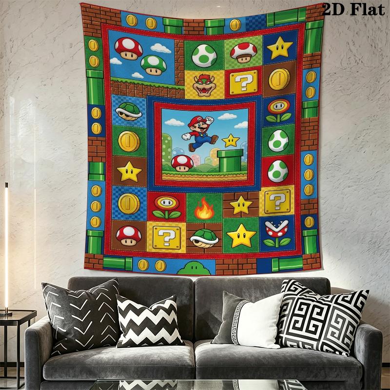 Mario Wall Tapestry Aesthetic Wall Hanging Printed Fabric Blanket Decorative Tapestries for Bedroom Living Room Home Decor