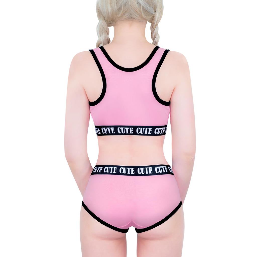 [LittleForBig] Унисекс комплект из двух предметов: бралетт (Вечер для девочек-сисси) Хлопковая майка и трусики, розовые, размер M