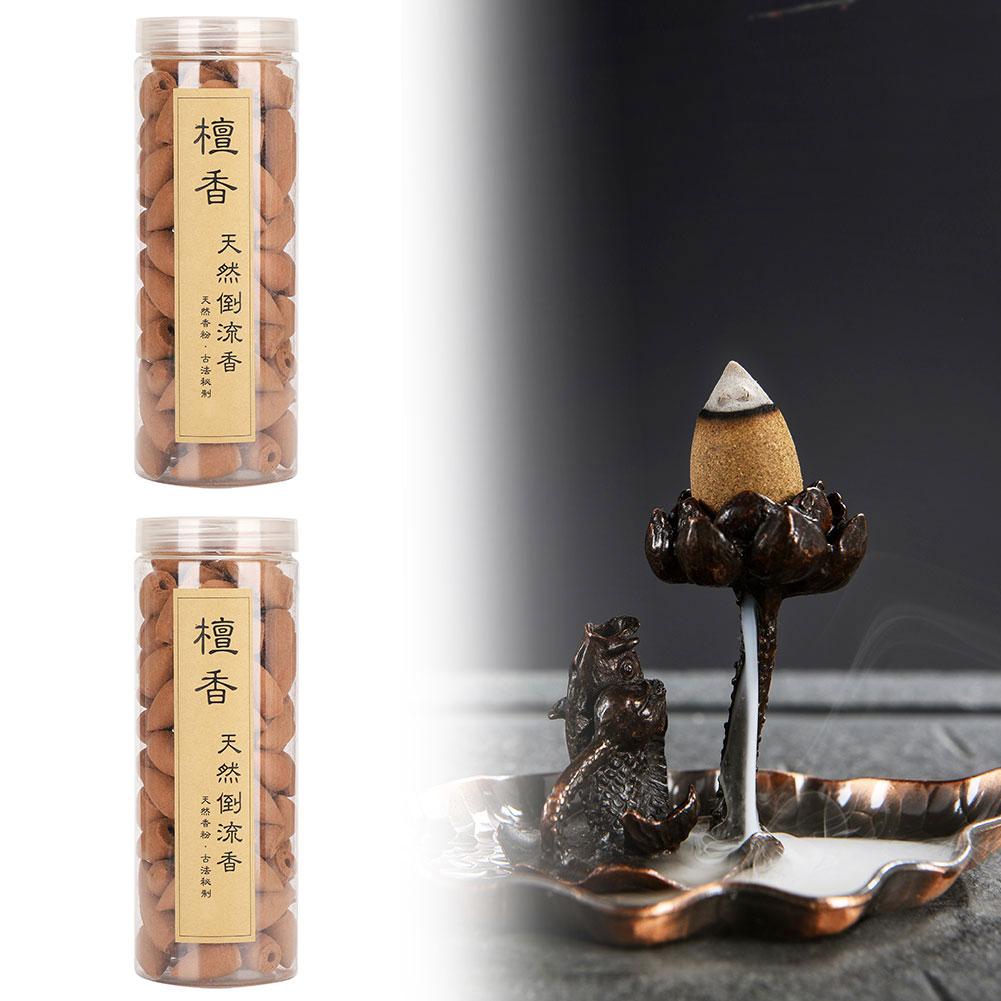 2 банки обратный поток благовоний конусы водопад натуральный аромат сандалового дерева очистка воздуха в помещении