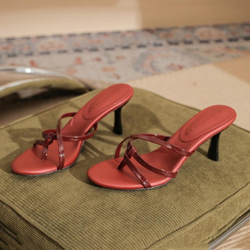 Fashion New Round Toe Sexy Large-size Clip-toe High Heel Slippers Summer Light/elegant/comfortable Women's Slim Heel Slippers