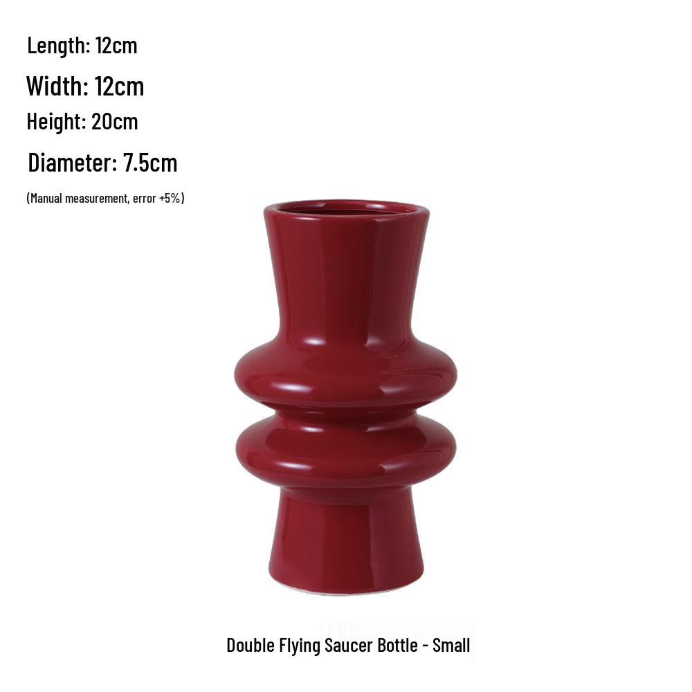 Китайская красная керамическая ваза середины века - Новогоднее специальное украшение для гостиной или свадебные композиции из шелковых цветов