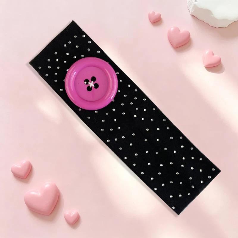 Vintage Women'S Polka Dot Button Headband Spicy Girl Ins Y2K Japanese Trendy Headband Sweet Cool Sports Yoga Headband