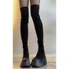 Long Boots Women's 2025 New Thick-legged Small Thick-soled Elastic High Boots Black High-heeled Knee Boots
