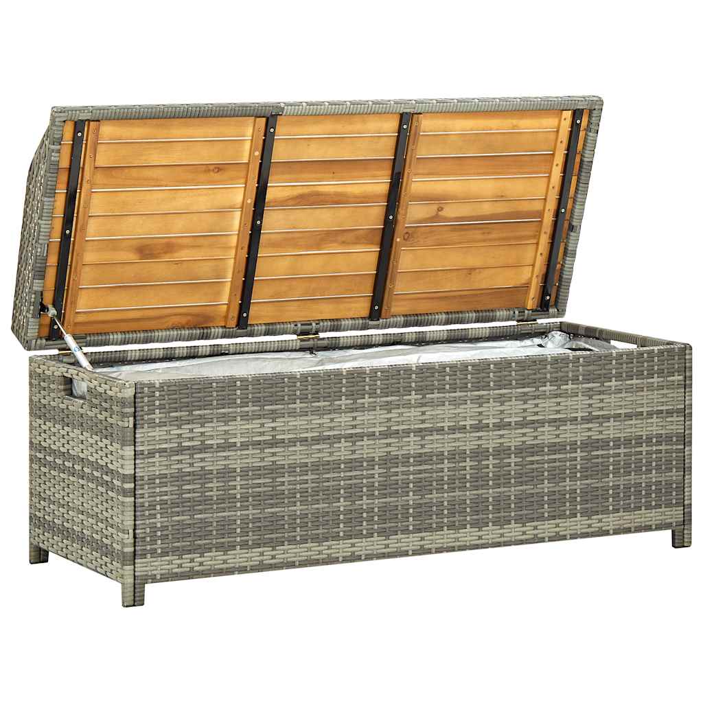 Garden Bench with Storage Space 120 cm Grey Poly Rattan