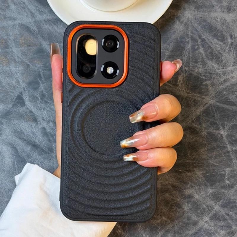 Business Minimalist Ripple Magnetic Lychee Leather Case for Oneplus 15 13T 13S 13R Ace 6 5 Pro Wireless Charging Anti-drop Cover