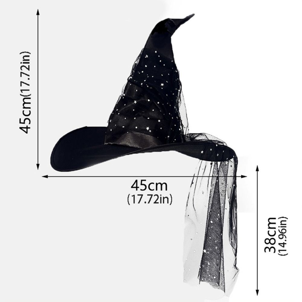 With Veil Halloween Witch Hat Mesh Yarn Cover Masquerade Cap Cosplay Accessories Women's Costume
