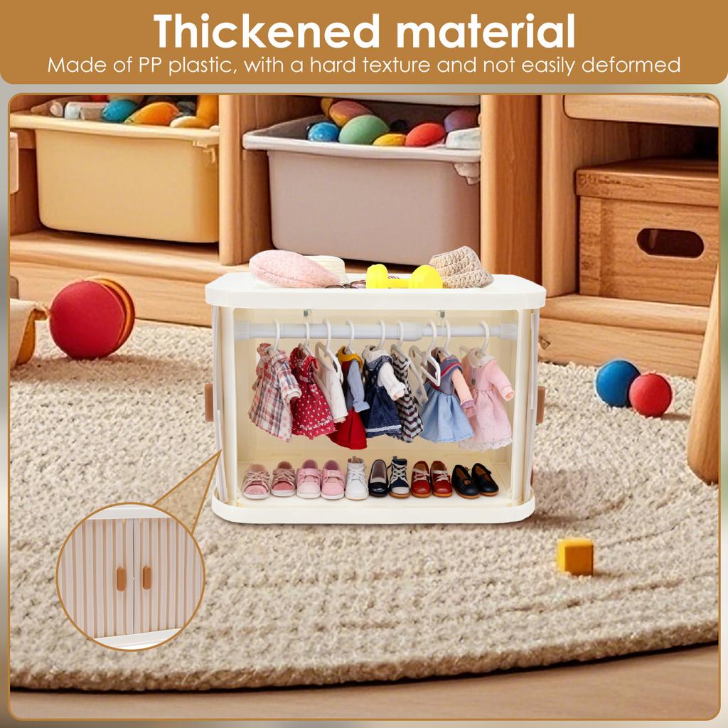 Dollhouse Wardrobe Doll Clothes Cabinet with 10 Hangers Fashion Girl Princess Closet Furniture for Barbiesss Kids Gift Toy