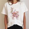 Cat Plant Lovely 90s Vintage Fashion Clothing Printed T-shirt Summer Lady Short Sleeve Harajuku Cartoon Graphic Elegant T Shirt Unisex