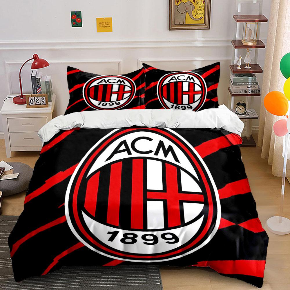 AC Milan Logo Bedding Set Bedding Duvet Cover Set Duvet Cover Pillowcases (1 * Duvet Cover 2 * Pillowcases, without duvet insert)