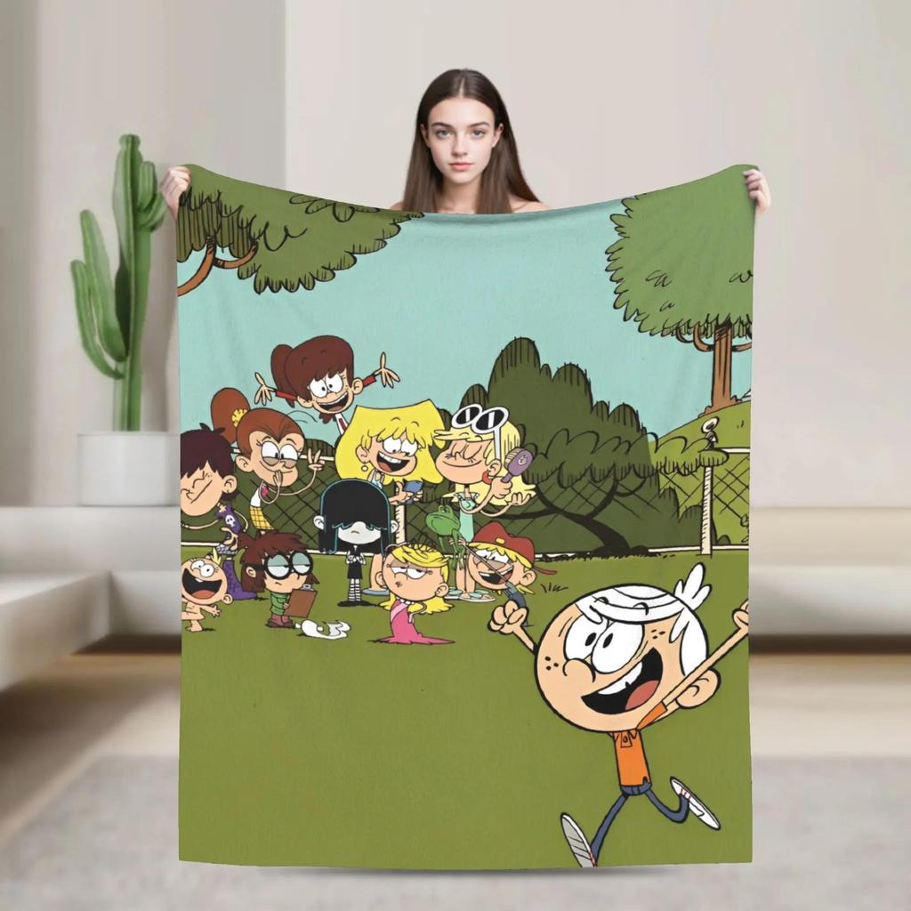 LLoud Houses Family Cartoon Flannel Throw Blanket for Couch Sofa Bed Softized Quality Picnic Blanket