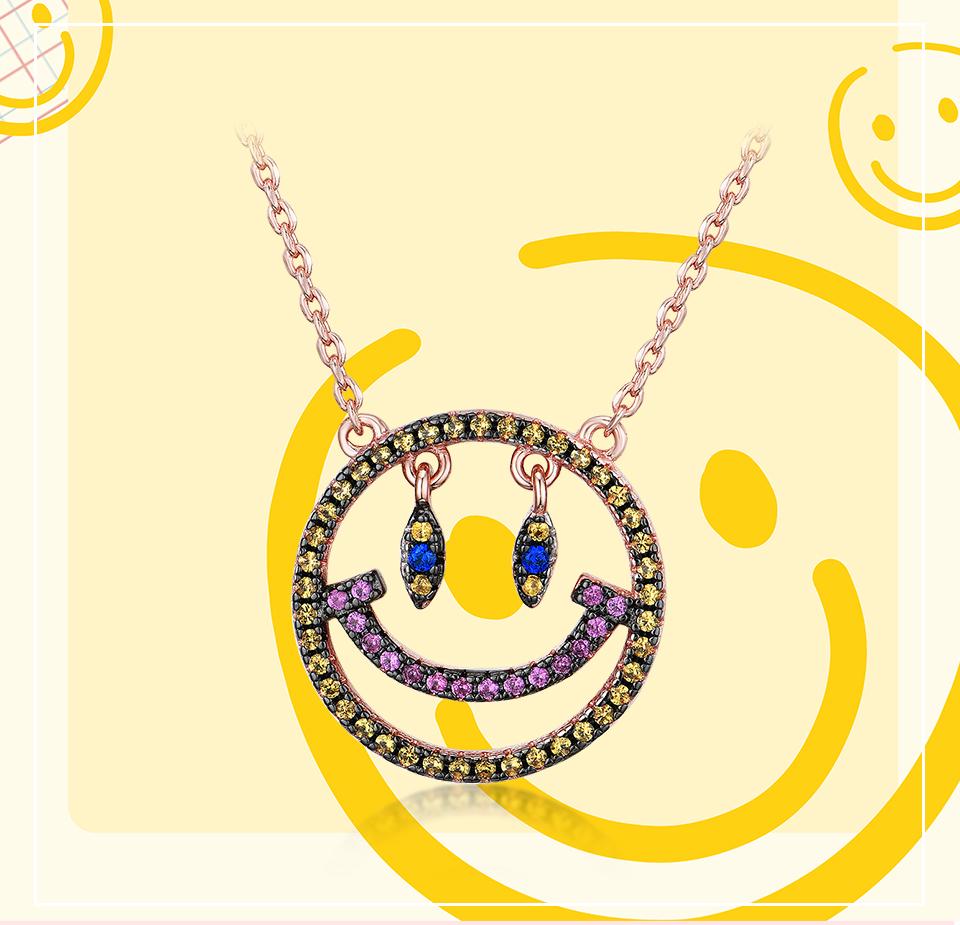 Umcho Ожерелье с эмодзи, разноцветная радужная цепочка со смайликом, однотонное ожерелье из стерлингового серебра 925 пробы для женщин, подарок на день рождения, ювелирные изделия