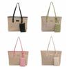 PU Weave Tote Bag Solid Color Beach Straw Handbag Simple Straw Shoulder Bag  Women