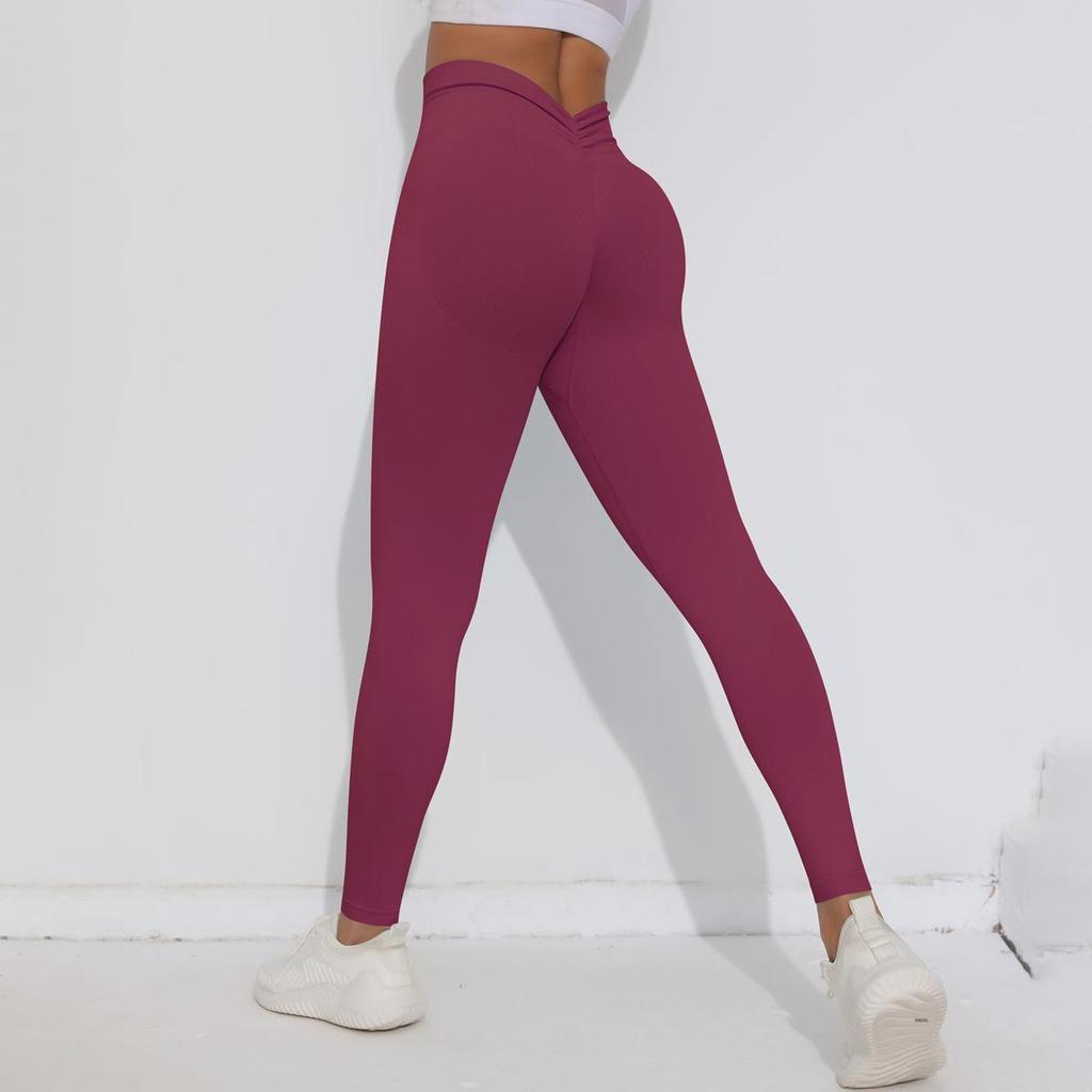 Women's High-Waist Seamless Knitted Yoga Leggings - Peach Hip-Lifting, Outdoor Fitness Running Pants