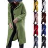 Women's  Wool Trench Double Coats Casual Stand Collar Fleece Lined Jacket Outerwear