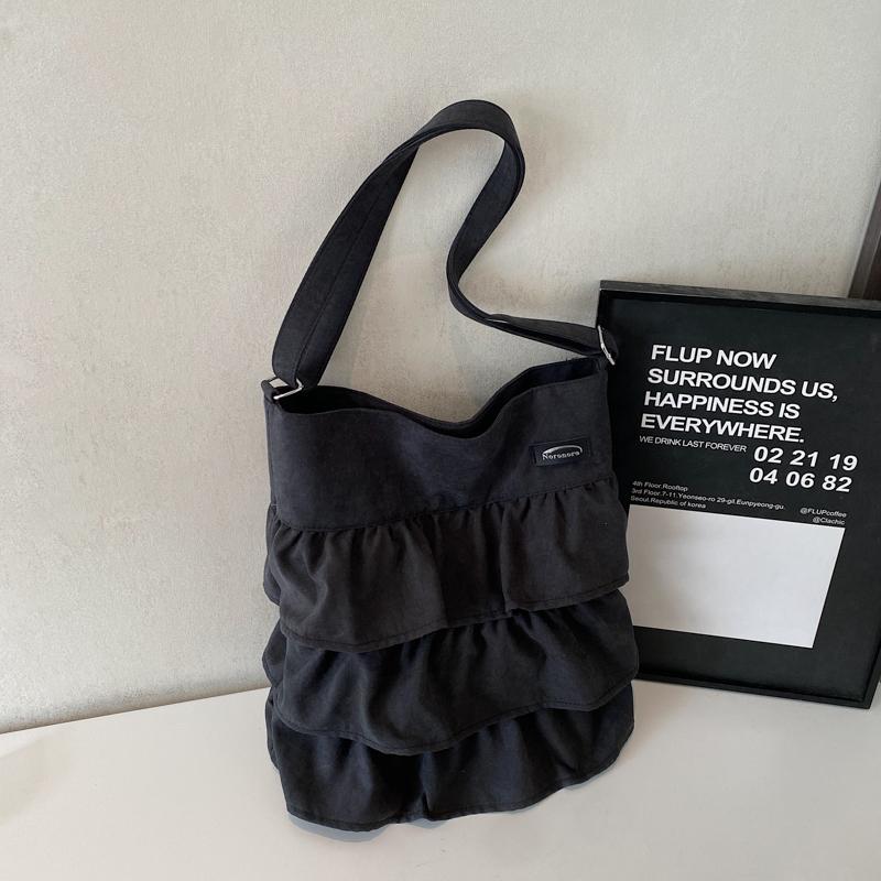 Сумка через плечо с оборками в виде лепестков, женская однотонная сумка-тоут, большая вместимость, сумка через плечо