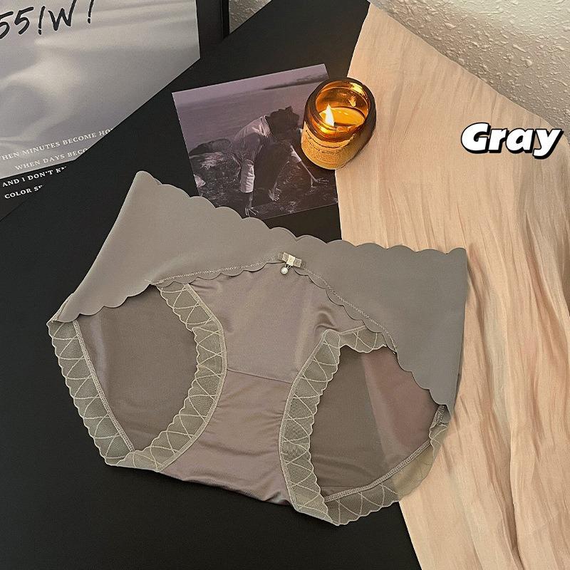 Lace Underwear Women's Panties Light Luxury Satin Elegant Breathable Mulberry Silk Crotch Seamless Comfortable Hip Hugging Triangle Pants