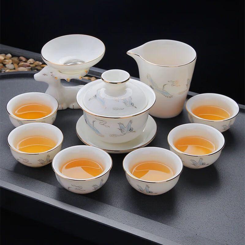 Qianyu Mutton Fat Jade White Porcelain Gongfu Tea Set