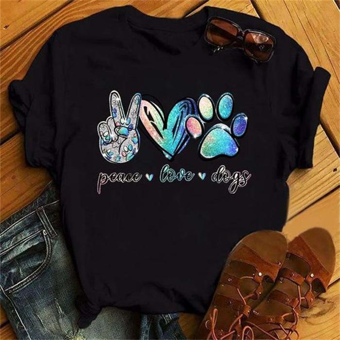 Summer Round Neck Printed Top Fashionable Casual Cute Short Sleeved Women's Pure Cotton T-shirts