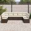 9 Piece Brown Poly Rattan Sofa Set with Cushions