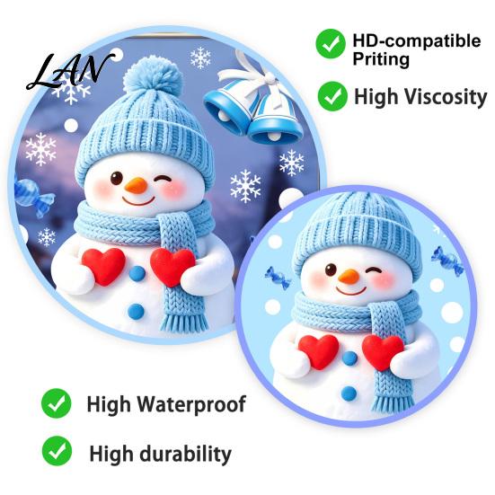 Winter Holiday Glass Clings Christmas Window Clings, Cute Cartoon Snowman Stickers, Snowflake Double-Sided Seasonal Store Displays Static Decal