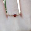 Niche Heart Ruby Open Ring Women's Light Luxury Pair Senior Sense Adjustable Index Finger Ring Tide Casual Everyday Dainty Minimalist Jewelry