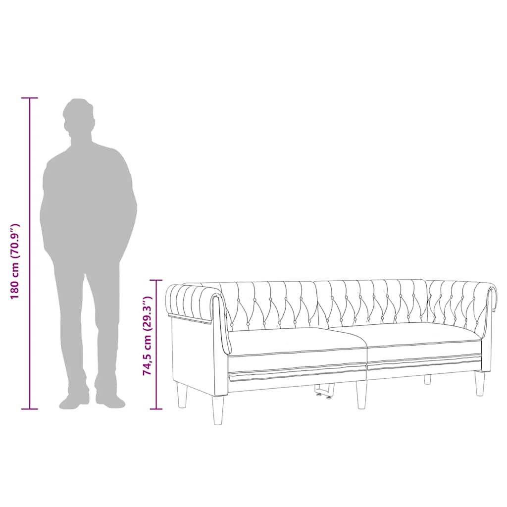 Chesterfield Sofa 3 Seater Dark Green Fabric