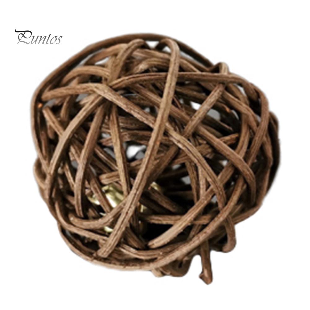 Разноцветный ротанговый мячик-жевалка со звуком и колокольчиком для кошек и котят