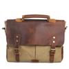 Vintage Waxed Canvas Male Messenger Bag Oiled Leather Business Bag Large Capacity School Laptop Crossbody Bags for Men