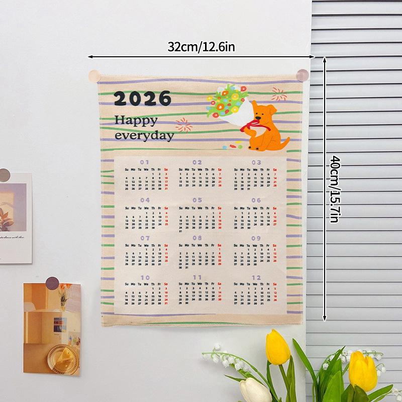 2026 New Year's Eve Wallpaper Calendar Girl's Bedroom Decoration Tapestry Askaton Calendar Wallpaper