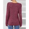 GMXIA Autumn Winter Solid Color O-Neck Button Long Sleeve Loose T-shirt Top Woman